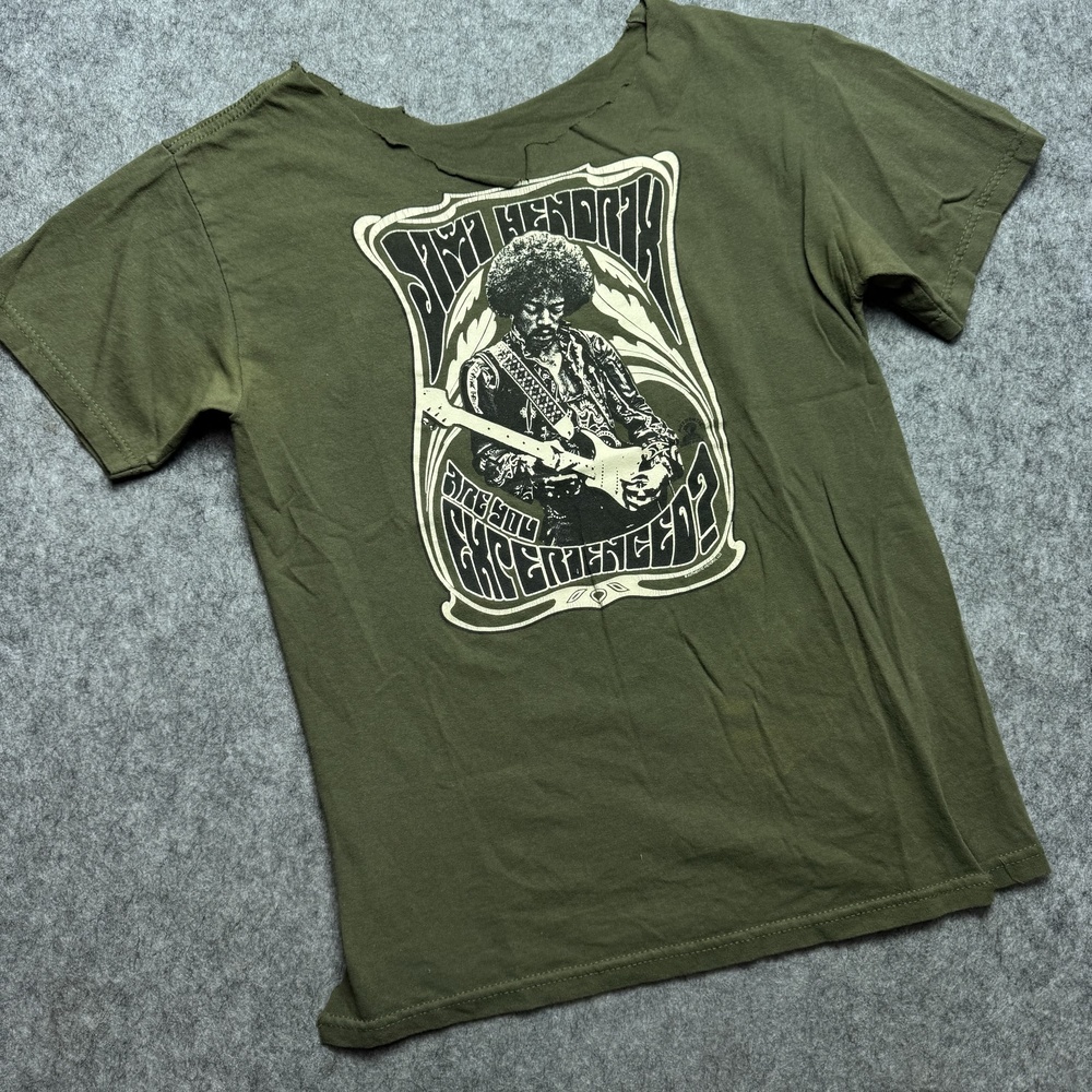 Jimi Hendrix Shirt Womens Medium Green Are You Experienced Graphic Band Tee